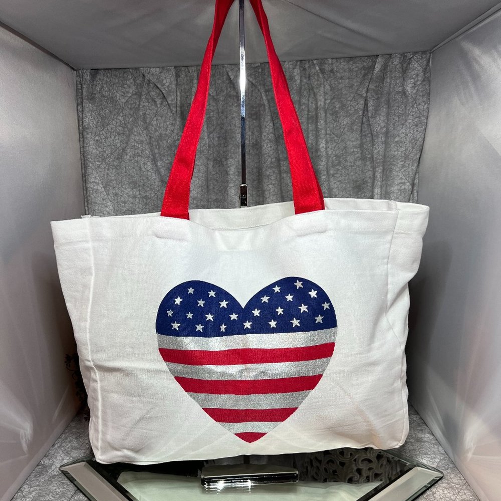 American Flag Heart Tote Bag - NWOT